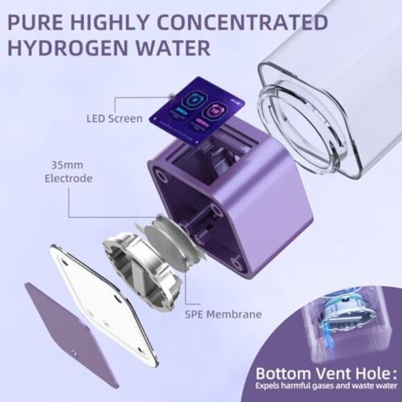 Hydrogen Water Bottle Deluxe Version, Up to 9000ppb Concentration, Upgrade Smart - Picture 6 of 7